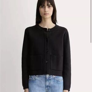 NWOT Everlane The Crew Cardigan in Everyday Cotton, Black, S